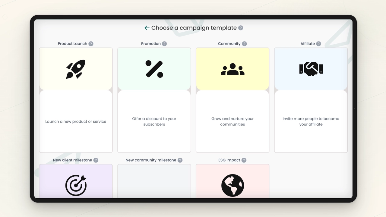 A grid view of template cards for the Simbound email builder