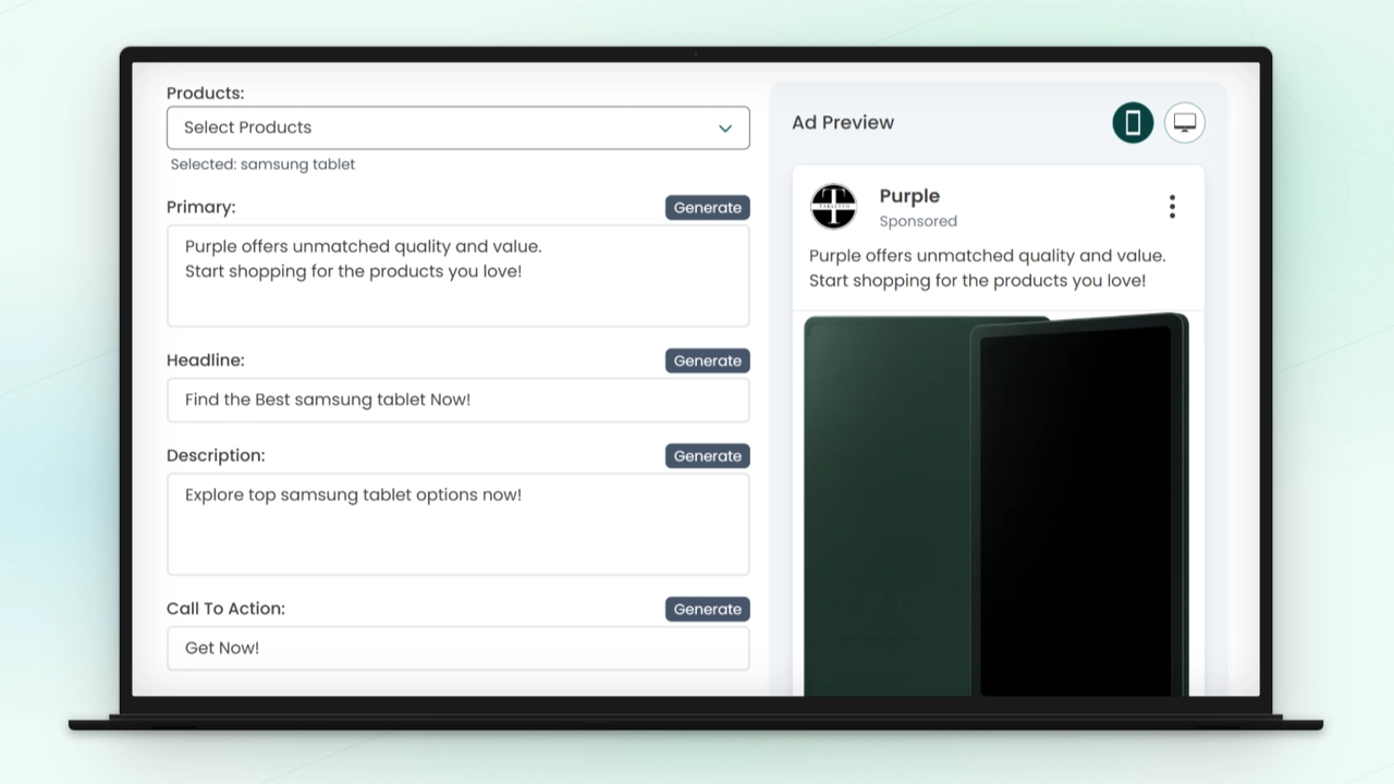 View of the ad builder inside Simbound SMM simulation