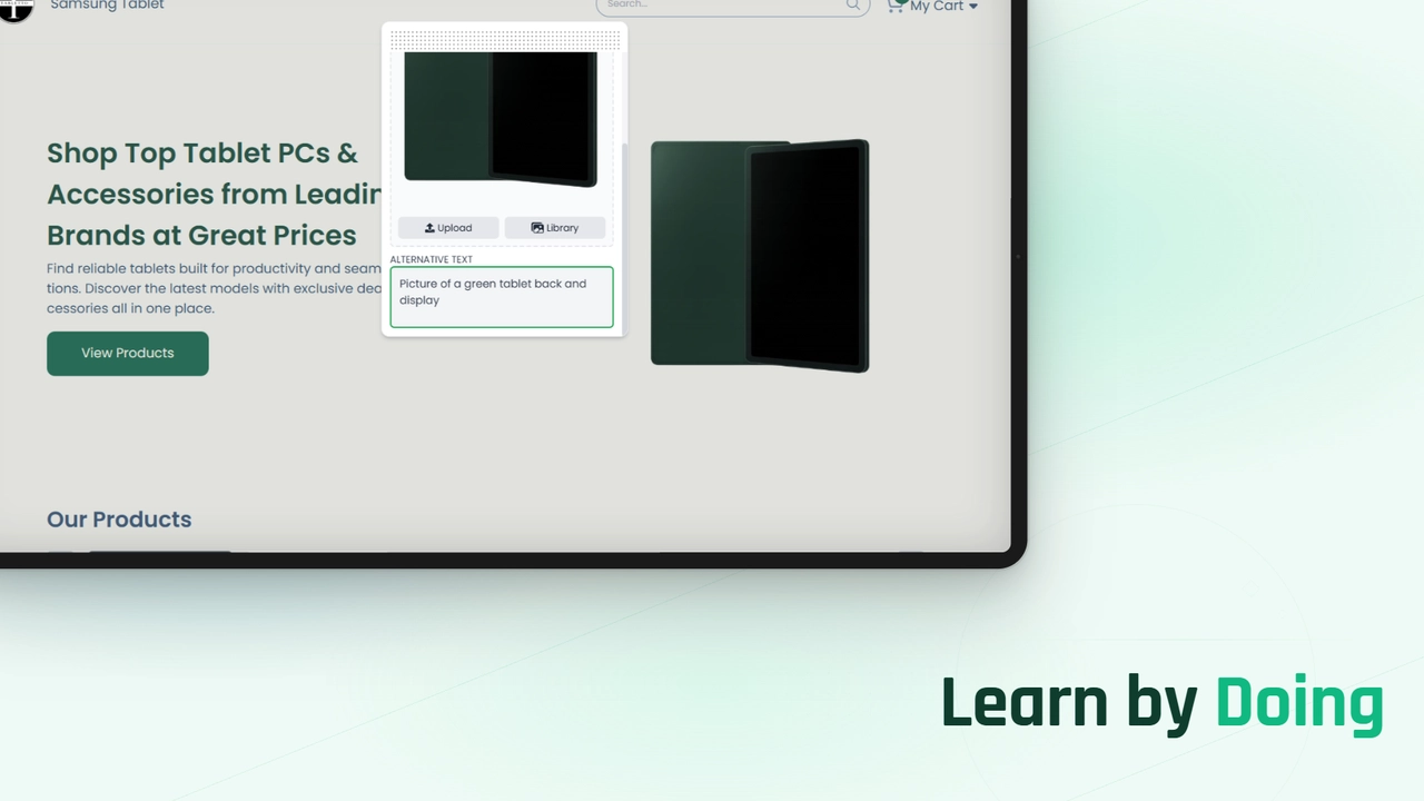 A tablet showing the Simbound web simulation