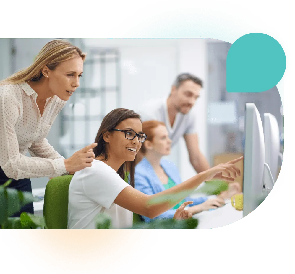 students performing digital marketing simulation